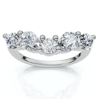 Pompeii3 1Ct Contoured Diamond Wedding Ring Guard Band 14k Gold or Platinum Lab Grown