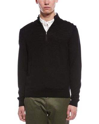 Bruno Magli Plaited 1/4-Zip Merino Wool Mock Neck Sweater
