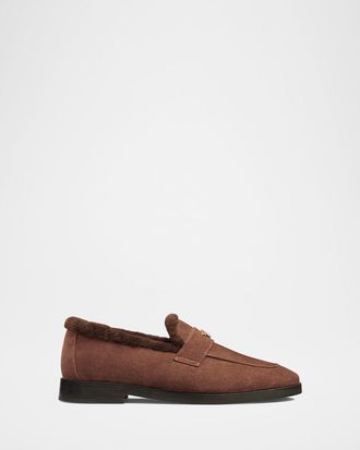 Bougeotte Suede and Shearling Loafers