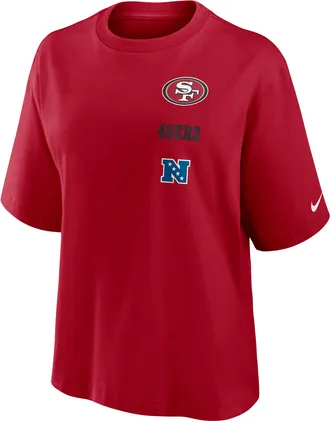 Nike San Francisco 49ers Primetime Premium Essential Boxy Nike Womens NFL T-Shirt in Red | 01CM6DL9B-WX5