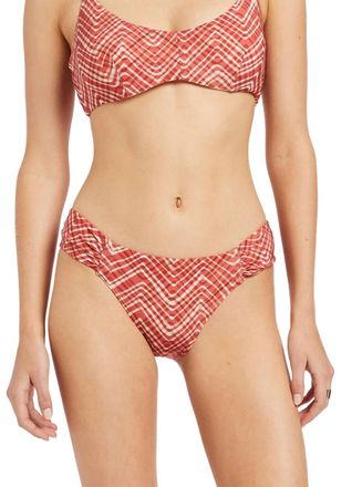 JETS Bonita Ruched Hipster Swim Bikini Bottom In Maple