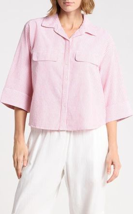 Beach Lunch Lounge Jennie Button-Up Shirt in Ruby Ring at Nordstrom, Size X-Large