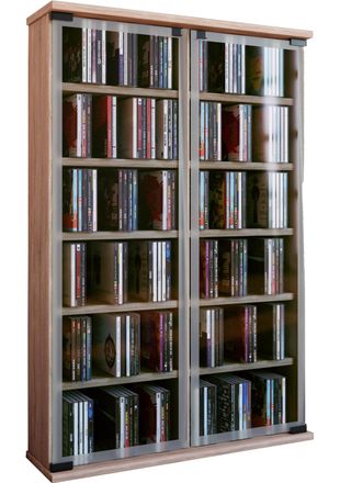 ebuy24 Madera Cd Dvd Stand Estante Galer&iacute;a Puerta De Vidrio 92x60x18 - Vcm