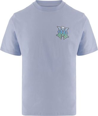 Amiri Light Blue Logo Prints Cotton T-Shirt