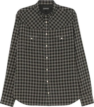 Emporio Armani Fancy 47 Shirt - Heren - Casual Overhemden - Zwart - L - Overhemden