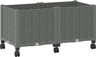 vidaXL Macetero De Jard&iacute;n Con Ruedas Gris Claro 80 X 40 X 48 Cm Pp Vidaxl
