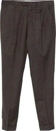Pantaloni Torino Brown Wool Smart-Casual Trousers With Pleats