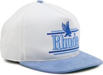 Rhude Rhude Rossa Logo-appliqu&eacute;d Cotton-twill cap - White And Blue - One Size