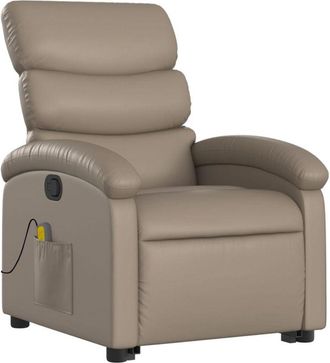 vidaXL Vidaxl - Sillón reclinable masaje pie cuero artificial color capuchino
