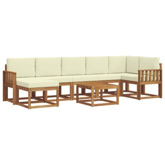 vidaXL Conjunto De Sof&aacute;s De Exterior Con Coj&iacute;n 8 Pcs Natural Y Crema Vidaxl