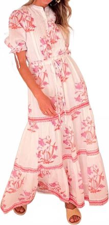 Oliphant Cinched Pintuck Maxi Dress In Ostuni Coral