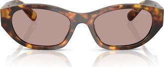 Miu Miu 53mm Oval Sunglasses in Honey Havana/purple Brown at Nordstrom