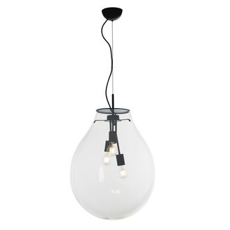 Luce-Ambiente-Design Azuma Suspension in Transparent Glass with Black Metal Structure 48 cm