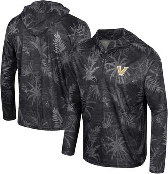 Colosseum Mens Colosseum Black Vanderbilt Commodores Palms Printed Lightweight Quarter-Zip Hooded Top at Nordstrom, Size Xx-Large