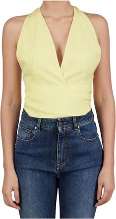 Kiton Tops, Dames, Geel, S, Leer, Zijden Top