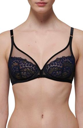 Simone P&eacute;r&egrave;le Scenario Sheer Plunge Underwire Bra in Black at Nordstrom, Size 34D