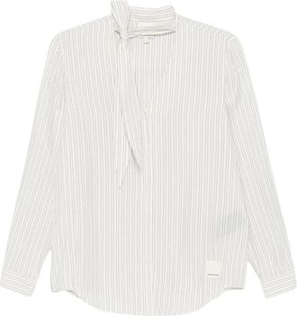 Emporio Armani Shirts, female, White, Size: XL Eagle Club Cupro Blend Scarf Collar Shirt