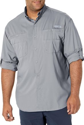 Columbia Mens PFG Tamiami Ii Long Sleeve Shirt Athletic, Cool Grey, Large Tall