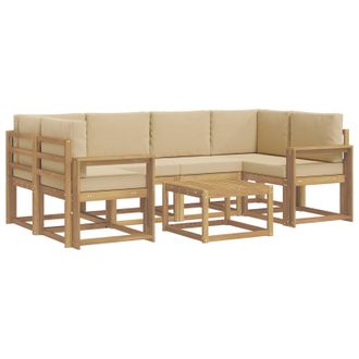 vidaXL Conjunto De Sof&aacute;s De Exterior Con Coj&iacute;n 7 Pcs Y Beige Vidaxl