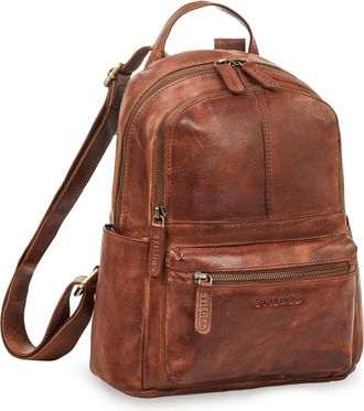 STILORD Berry Real Leather Backpack Women Small Genuine Leather Daypack Rucksack Backpack with Compartments 13 inch Anti Theft Backpack Waterproof Work Travel