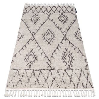 RugsX Rugsx - Alfombra Berber Fez G0535 Crema/marr&oacute;n Franjas Bereber Marroqu&iacute; Shaggy Beige 140x190 Cm
