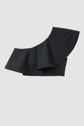 Karen Millen Womens Drama Ruffle One Shoulder Bikini Top - Black Polyamide - Size X-Small