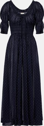 D&ocirc;en D&ocirc;en Abito midi Ischia in cotone a pois con arricciatura