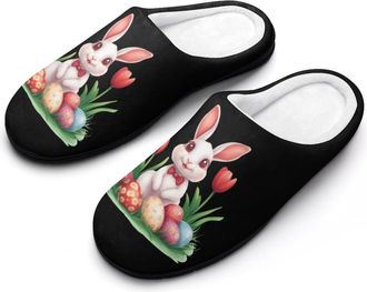 Generic Tulip Bunny Womens Slippers Warm House Slippers Indoor House Shoes with Anti-Skid Rubber Sole