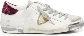 Philippe Model Su&egrave;de Veterschoenen Wit Bordeaux - Dames - Sneakers - Wit - 38 EU - Su&egrave;de - Schoenen