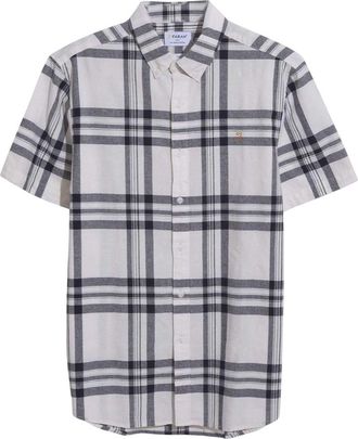 Farah Heren Kele Geruit Overhemd (Ecru)