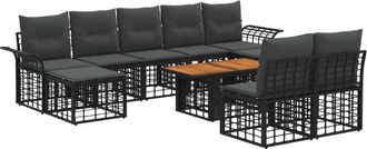 vidaXL Conjunto De Sof&aacute;s De Jard&iacute;n 10 Uds. Negro Y Gris Oscuro Vidaxl