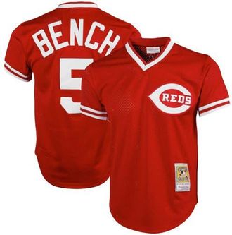 Mitchell & Ness Mens Mitchell & Ness Johnny Bench Red Cincinnati Reds Cooperstown Collection Big & Tall Mesh Batting Practice Jersey at Nordstrom, Size Xxx-Large