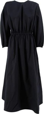 Fabiana Filippi Midi-jurk met Gerimpelde Taille - Dames - Casual kleedjes - Blauw - XS - Katoen - Kleedjes