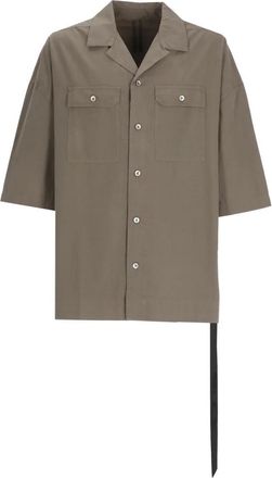 Rick Owens Magnum Tommy Shirt - Heren - Korte mouwen Overhemden - Bruin - S - Katoen - Overhemden