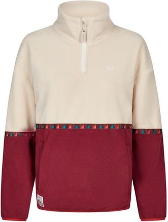 Iriedaily Holina Fleece Troyer Fleecepullover f&uuml;r Damen | beige/rot