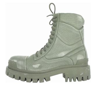 Balenciaga Combat Strike Boots Washed Green Cotton 694042W2H113300