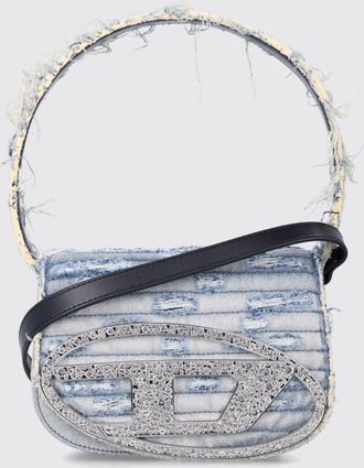 Diesel Mini borsa 1DR in denim con logo Oval D di strass