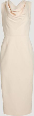 Karen Millen Womens Tencel Blend Tailored Cowl Neck Midi Dress - Cream Lyocell - Size 12 UK