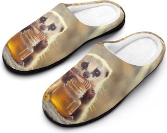 Generic Cute Ferret Mens Slippers Memory Foam Winter Warm Sandals Slip On House Shoes Size 7-14