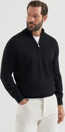 Brunello Cucinelli Cashmere sweater with half zip in Black at Nordstrom, Size 58