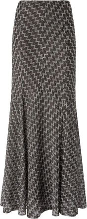Missoni Zigzag lam&eacute; flared maxi skirt - women - Polyamide/Rayon/Polyester/Metallic Fibre - 40 - Black