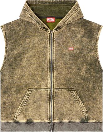 Diesel S-Boxt-Sl-Zip Mouwloze Hoodie - Heren - Bodywarmers - Groen - XL - Katoen - Jassen