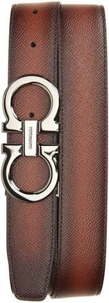 Ferragamo Double Gancio Reversible Leather Belt in New Cognac Nero T Moro at Nordstrom, Size 110