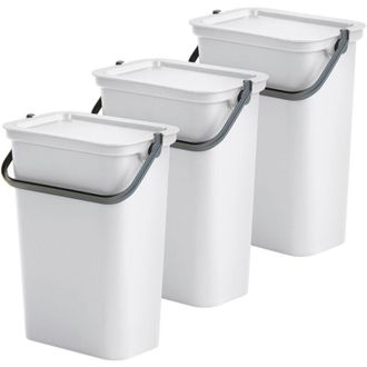 Tontarelli Set De 3 Papeleras moda 10l Blanco Con Asa - Blanco