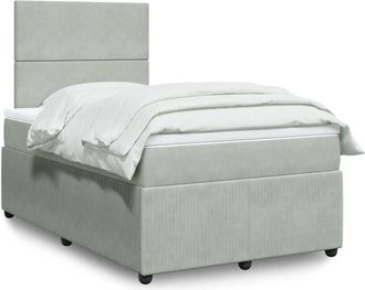 vidaXL Vidaxl - Cama Box Spring Con Colch&oacute;n Terciopelo Gris Claro 120x190 Cm