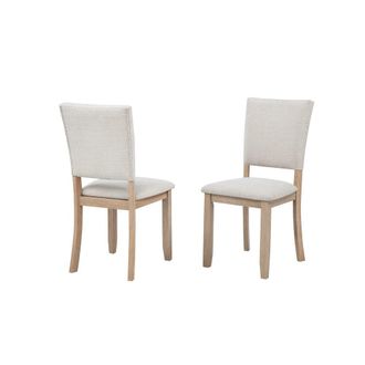 Best Master Furniture Camden Upholstered Dining Chair, Set of 2, Beige/Light Oak