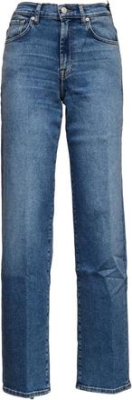 7 For All Mankind Straight Jeans - Dames - Regular Fit Jeans - Blauw - W25 - Jeans