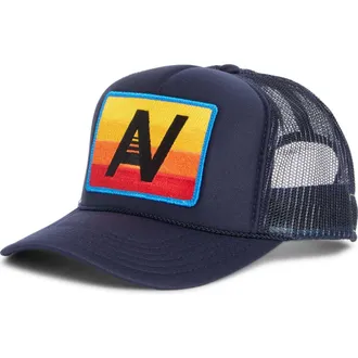 Aviator Nation Rainbow Logo Trucker Hat in Navy at Nordstrom