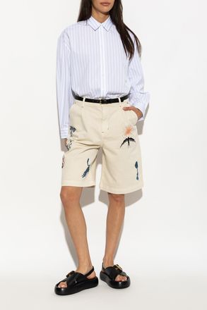 Maison Kitsun&eacute; Striped Pattern Shirt, Womens, White
