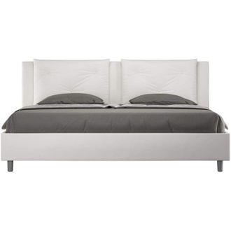 Itamoby Letto Matrimoniale King size rivestito in Similpelle - APPIA - Tipologia Letto: Con Rete e Contenitore - Colore: Bianco - Dimensione Rete: 180x200